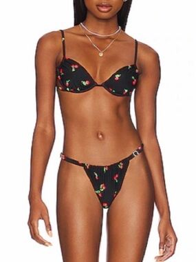 WeWoreWhat Black Cherry Print Bikini Set